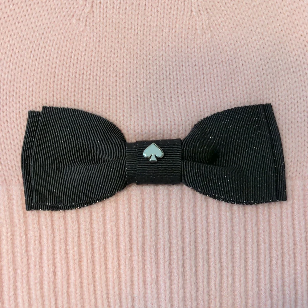 NEW Kate Spade Grosgrain Bow Knit Beanie in Tutu Pink